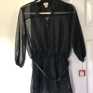 Black sheer polka top